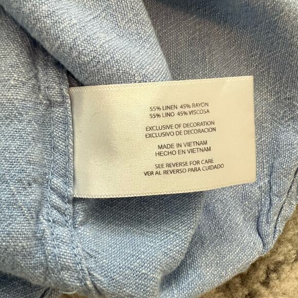 Orvis Blue Linen Blend Womens Long Sleeve Button Up Shirt Casual Gorpcore Medium - Picture 9 of 10